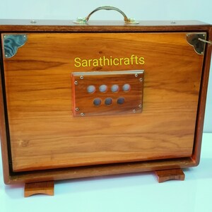 Shruti Box, 16x12x3 Pure Teak wood with Copper Tongue and FOOT PEDAL, gig Bag, Natural Color, Musical Instrument Tuned 432Hz and 440Hz image 5