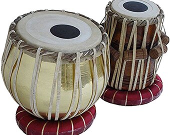 Set di batterie Tabla, strumento musicale a percussione professionale indiano in acciaio inossidabile Bayan e Dayan con cuscino per borsa da trasporto (Made in India)