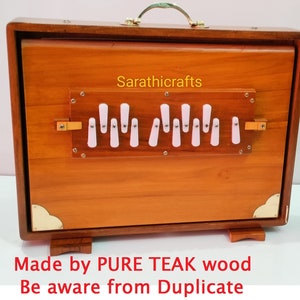 Shruti Box, 16x12x3 Pure Teak wood with Copper Tongue and FOOT PEDAL, gig Bag, Natural Color, Musical Instrument Tuned 432Hz and 440Hz image 2