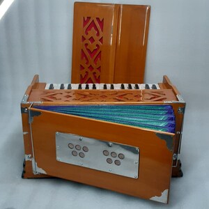 Armonium speciale a 4 registri / 32 tasti / soffietto multiplo / ance doppie leggere per Bhajan Kirtan Yoga Mantra Chant con borsa per il trasporto immagine 6