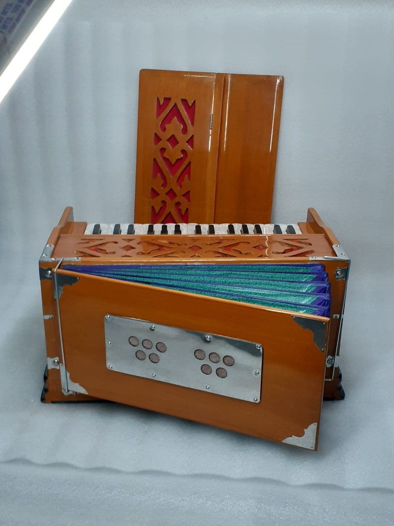 Armonium speciale a 4 registri / 32 tasti / soffietto multiplo / ance doppie leggere per Bhajan Kirtan Yoga Mantra Chant con borsa per il trasporto immagine 6