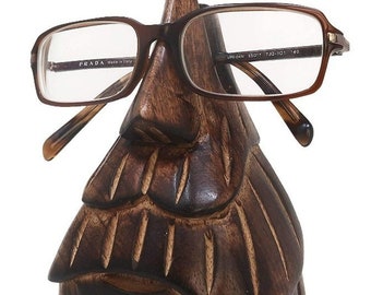 Handmade Wooden face Shaped Spectacle Specs Eyeglass Holder Stand best Mother's Day Gift (Made in India)