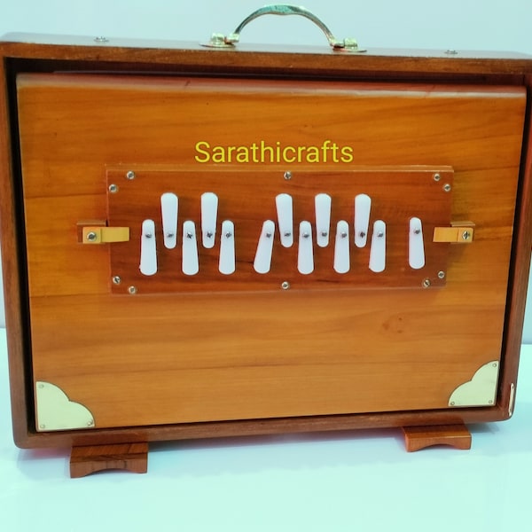 Shruti Box, groß und klein aus reinem Teakholz, Sur Pete mit Formtasche, natürliche Farbe, Musikinstrument abgestimmt 432 Hertz und 440 Hertz (Made in INDIA)