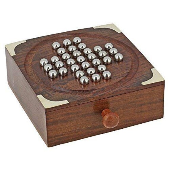Juego De Mesa De Solitario De Madera Hecho A Mano Juego Juego De Mesa De Solitario De Madera Hecho A Mano Juego