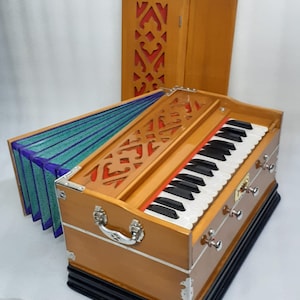 Special 4 Stops Harmonium /32 Keys /Multi Fold Bellow /Double Reeds Light Weight For Bhajan Kirtan Yoga Mantra Chant With Carry Bag image 1