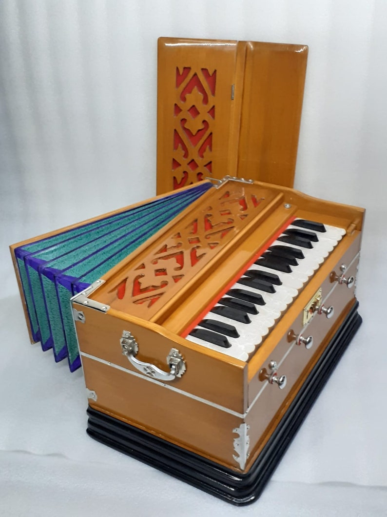 Special 4 Stops Harmonium /32 Keys /Multi Fold Bellow /Double Reeds Light Weight For Bhajan Kirtan Yoga Mantra Chant With Carry Bag image 1