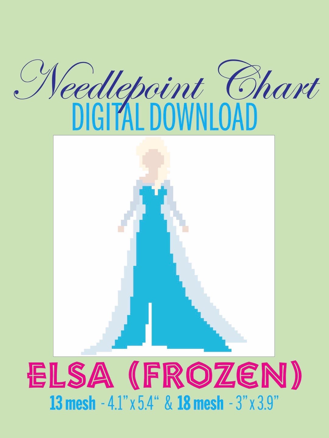Elsa Chart Graph Digital PDF Needlepoint Chart- Elsa (frozen) - Etsy