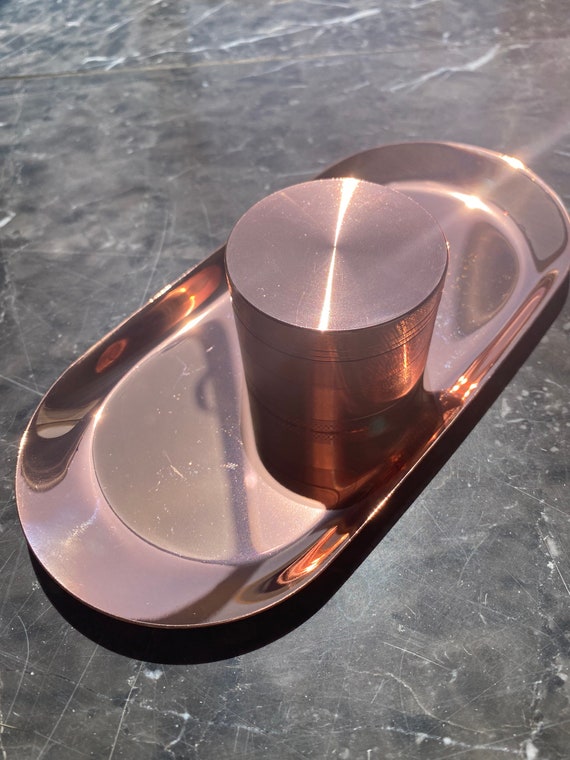 Metal Rose Gold Rolling Tray and Grinder Etsy