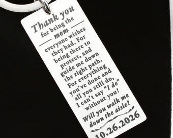 Mom aisle walk proposal gift | Ask mother to walk me down the aisle | Mom will you walk me down the aisle | Mother of the bride aisle walk