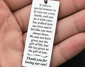 Daughter-in-law keychain gift for engagement | Sentimental daughter-in-law wedding gifts | Meaningful present for future daughter-in-law