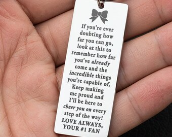 Daughter cheerleading gift keychain from mom | Cheerleader back to school present | Cheer bag tag | Dad to Daughter cheer senior night gifts