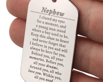 Engraved necklace for nephew gift jewelry | Thoughtful necklace birthday gifts for teen nephew | Tween nephew graduation present