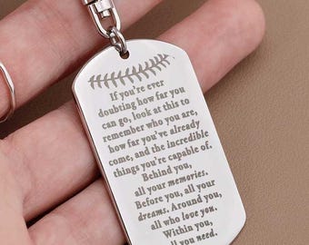 Engraved keychain for baseball player | Baseball player birthday gifts | Baseball senior night present | Baseball graduation gift