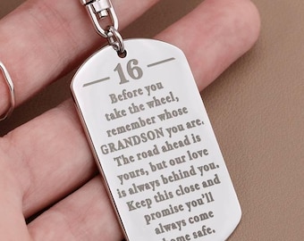 Grandson drivers license keychain gift | New driver grandson 16th birthday gift | New car key ring to our grandson from grandparents