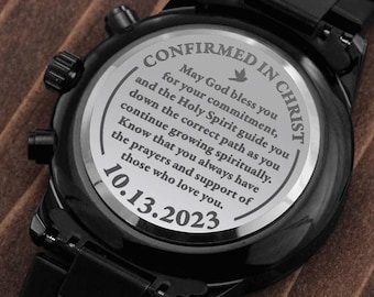Confirmation gift for boys, Custom engraved watch for his confirmation, Personalized confirmation present for my Son Grandson Godson Nephew