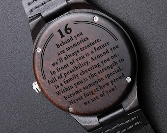 Engraved watch 16th birthday gifts for son | Thoughtful birthday gift to 16 year old grandson | Meaningful 16th bday present for boys
