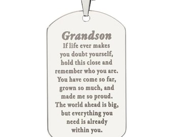 Personalized gift from grandmother to my grandson, Teen grandchild birthday gift necklace, High school freshman Grandson first day of school