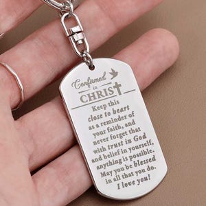 Personalized confirmation keychain gift | Keyring present for godson confirmation | Son confirmation gifts | Grandson confirmed in Christ