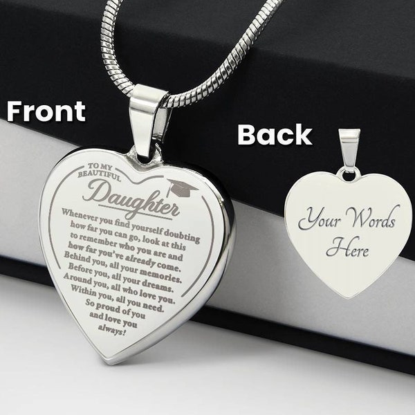 Daughter graduation necklace gift with personalized engraving | Thoughtful Class of 2024 senior graduate present from mom or dad