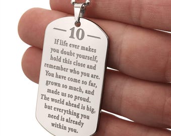 Personalized necklace 10th birthday gift for boys | Meaningful birthday present for son turning 10 years old | Grandson tenth birthday gifts