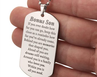 Stepson necklace gift personalized | Meaningful teen stepson birthday gifts | Back to school present for stepson | Tween stepchild first day