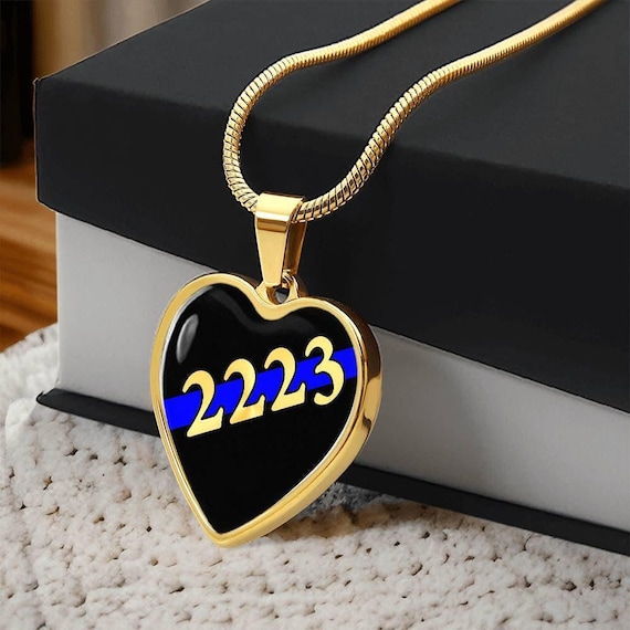 Thin blue line heart jewelry for her, Customized police wife gift, Law enforcement officer mom necklace, Cop girlfriend present