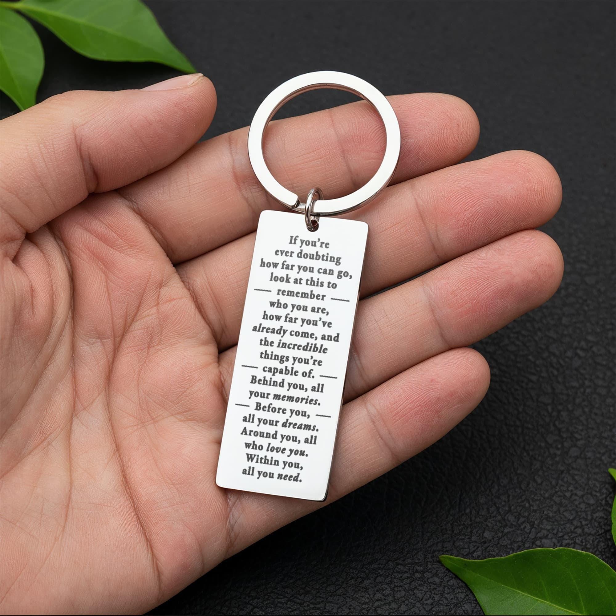 Portachiavi Per Nipote Con Incisione Ispiratrice "Never Stop Dreaming", In Acciaio Inossidabile, Regalo Da Zia E Zio Per Compleanno, Laurea, Natale, Argento - 6