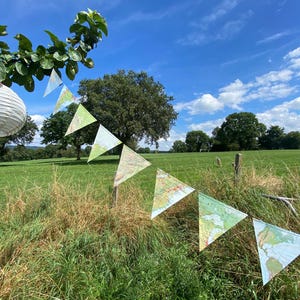 Wimpelkette Weltenbummler, Girlande, Upcycling