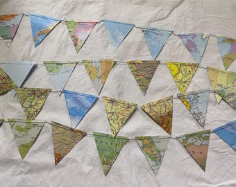 Guirnalda de banderines con forma de mini trotamundos, guirnalda, reciclaje creativo