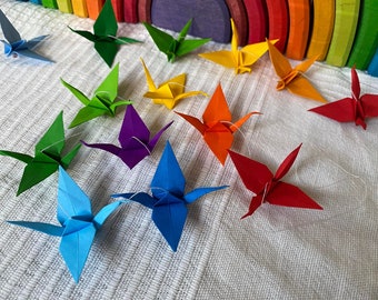 Midi Kranich-Girlande Regenbogen, Origami, Japanische Kunst