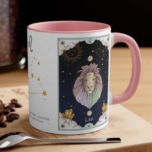 Leo Zodiac Tarot Coffee Mug, Leo Birthday Gift, Tarot Coffee Mug, Ceramic Mug, Zodiac Gifts, Coffee Cup