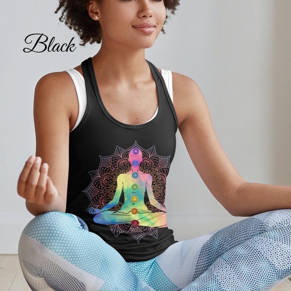 Chakra Meditation Yoga Tank Top, Yoga Mandala Spiritual Top, Meditation Yoga Tank Top