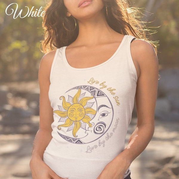 Sun and Moon Celestial Tank Top, Vintage Style Tank Top, Inspiration Quote Top, Boho Mystical Clothing
