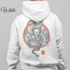 Chinese Dragon Hoodie, Back Print Sweatshirt, Oriental Dragon Hoodie, Bearded Dragon Sweatshirt, Aesthetic Mystical Hoodie
