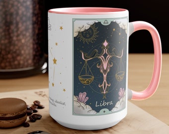 Libra Zodiac Coffee Mug, Libra Birthday Gift, Tarot Card Coffee mug, Astrology mug