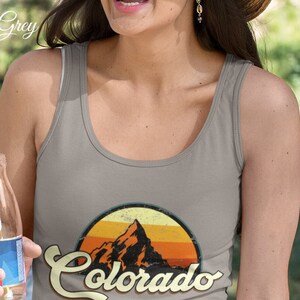 Colorado Racerback Tank Top, Vintage Style Colorado Top, Colorado Travel Gift, Colorado Summer Apparel, Retro Style Clothing