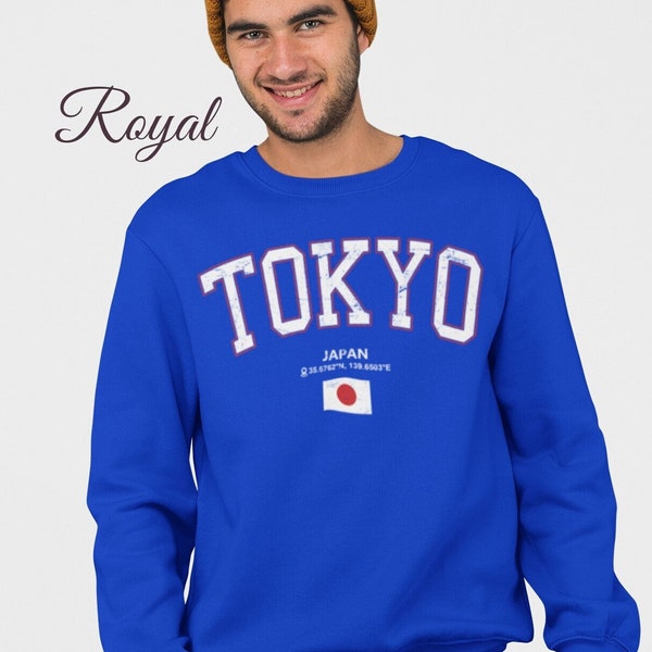 Tokyo Japan Sweatshirt, Vintage Style Tokyo Sweater, Japan Vacation Travel Gift, Tokyo GPS Homesick Gift, Tokyo Crewneck Sweatshirt
