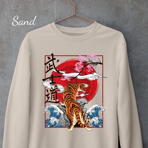 Japanese Roaring Tiger Sweatshirt, Japanese Art Streetwear, Japanese Unisex Clothing, Japanese Landscape Sweater, Japan Art Lover Gift