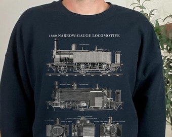 Antique Train Locomotive Sweatshirt, Locomotive Patent Crewneck, Perfect Gift for Engineer or Dad