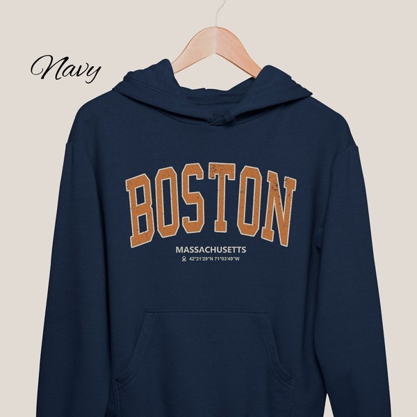Boston Massachusetts College Hoodie, Vintage Style Unisex Hoodie, University Sweatshirt, Boston Retro Sweatshirt, Boston Travel Gift