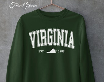 Vintage Virginia Sweatshirt, Virginia Student Sweatshirt, Virginia Travel Gift, Virginia Souvenir, East Coast Sweatshirt, USA Student Gift