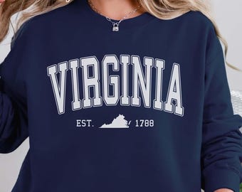 Virginia Sweatshirt, Vintage Virginia Crewneck, University State Pullover, Retro College Sweatshirt, Virginia Gift for Her or Him