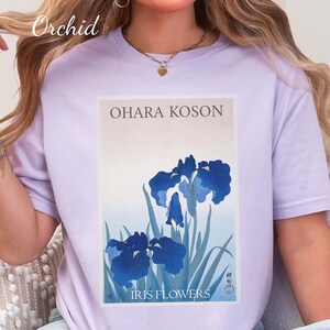 Japanese Iris Flowers Comfort Colors Shirt, Ohara Koson Art, Japanese Flowers