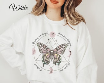 Moon Phases Inspirational Butterfly Sweatshirt, Women's Bohemian Clothing Gift