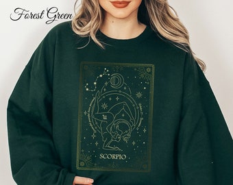 Scorpio Zodiac Tarot Sweatshirt, Scorpio Birthday Gift for Her, Celestial Astrology Sweater, Scorpio Zodiac Gift, Women's Boho Clothing