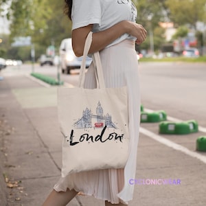 London England Tote Bag, Big Ben Tote Bag, London Vacation Gift, London Bridge Tote, Europe Souvenir Bag, Cotton Tote Bag