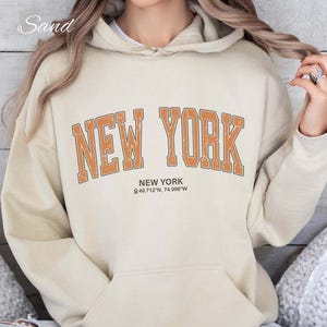 New York Vintage Style Hoodie, NYC College Sweatshirt, NYC Vacation Gift, New York Unisex Pullover, Sports Fan Souvenir