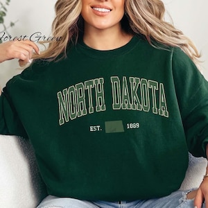 Cozy North Dakota Sweatshirt | Vintage State Hoodie | Midwest Pride Crewneck | North Dakota Gift | Unisex Winter Pullover