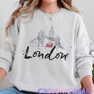 London Sweatshirt Vintage Style UK Crewneck British Travel Gift Oversized London Jumper Aesthetic City Sweatshirt Unisex
