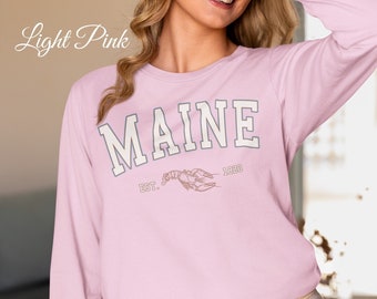 Maine Lobster Sweatshirt, Vintage Style Maine Sweater, Maine Trendy Sweatshirt, Maine Unisex Crewneck Sweatshirt, Maine Travel Gift